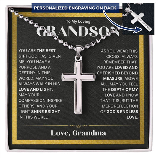 Personalized Cross Necklace For Grandson