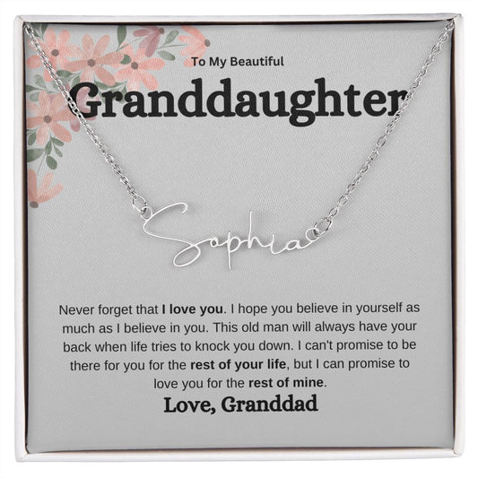 Signature Name Necklace For Granddaughter