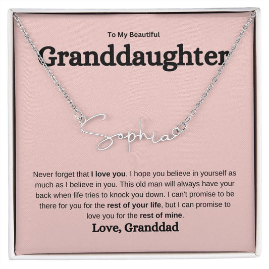 Signature Name Necklace For Granddaughter