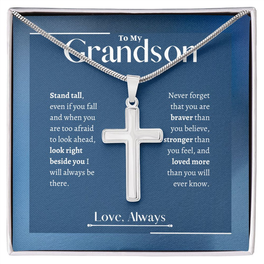 Stainless Steel Cross Necklace For Grandson